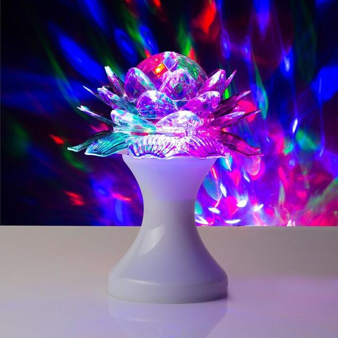 Luazon Lighting Световой прибор «Цветок» 12.5 см, свечение RGB, 220 В, белый