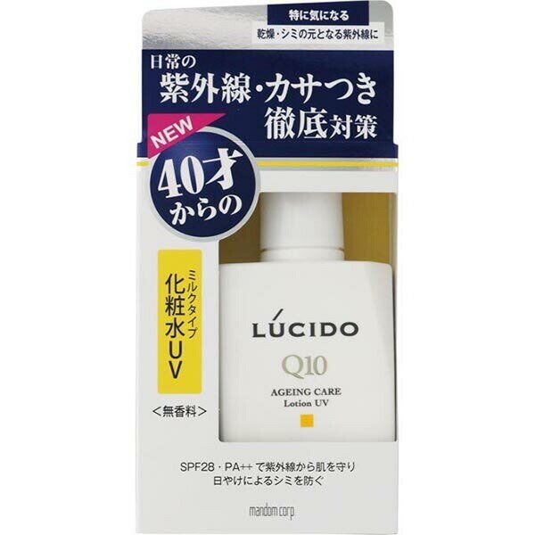 Mandom Увлажняющий лосьон &quot;Lucido Ageing Care Lotion UV&quot; для лица с защитой от ультрафиолета SPF 28 PA++ (для мужчин после 40 лет) без запаха, красителей и консервантов 100 мл 36