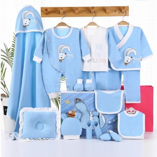 Подарочный набор для новорожденного, принт &quot;Белый кролик&quot;, цвет голубой