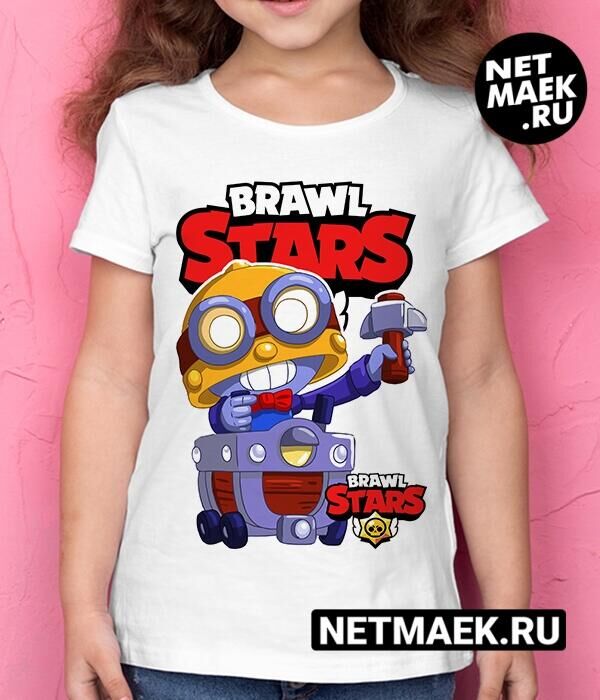 Детская футболка для девочки карл brawl stars (браво старс) new, цвет белый
