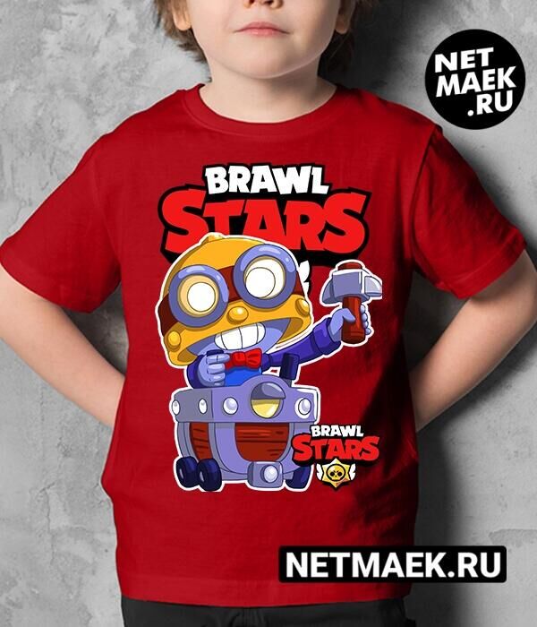 Детская футболка для девочки карл brawl stars (браво старс) new, цвет красный