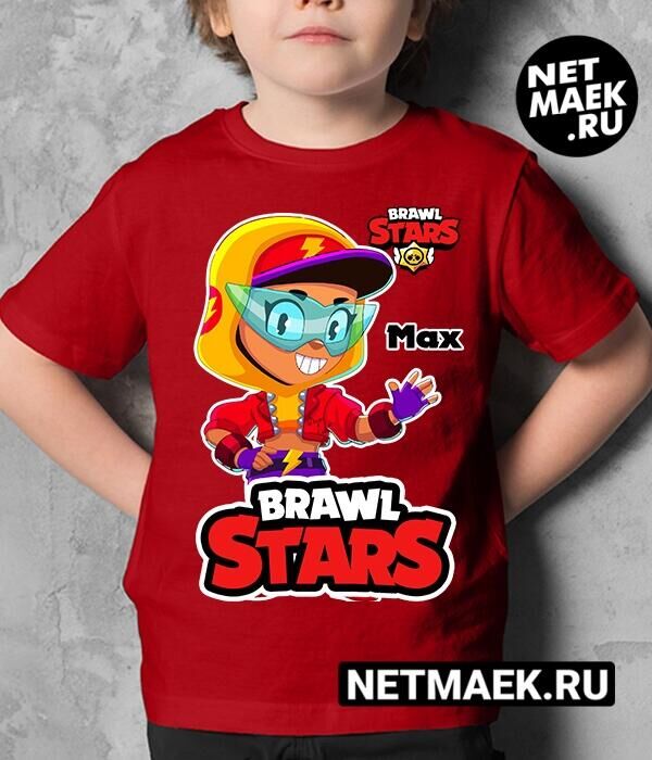 Детская футболка для девочки макс brawl stars (браво старс) new, цвет красный