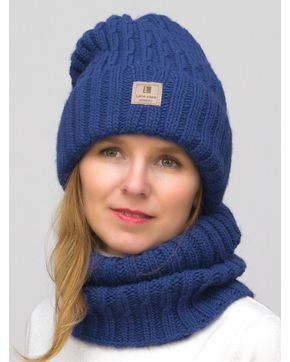 Комплект зимний женский шапка+снуд Янина (Цвет светло-синий)