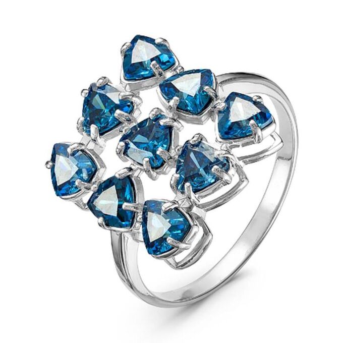 Кольцо посеребрение &quot;Льдинки&quot; 20-07283, цвет синий в серебре, размер 17