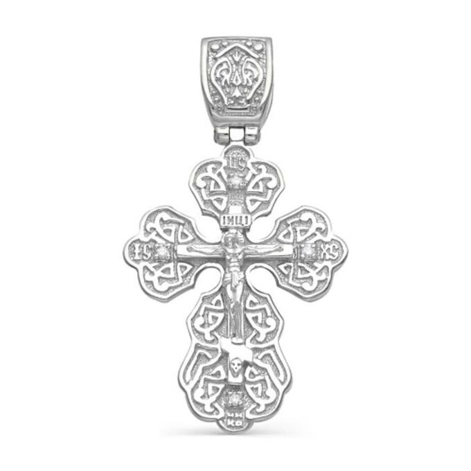 Подвеска посеребрение &quot;Православный крест&quot; 59-04930, цвет белый в серебре