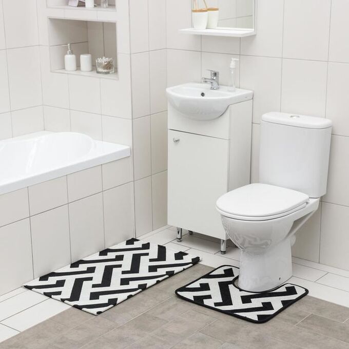 Набор ковриков для ванной и туалета SAVANNA «Мол», 2 шт: 50*80 см, 40*50 см