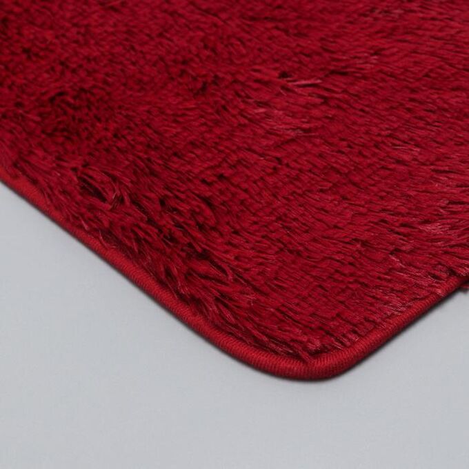 Коврик прямоугольный Доляна «Пушистик», 40x60 см, цвет бордовый