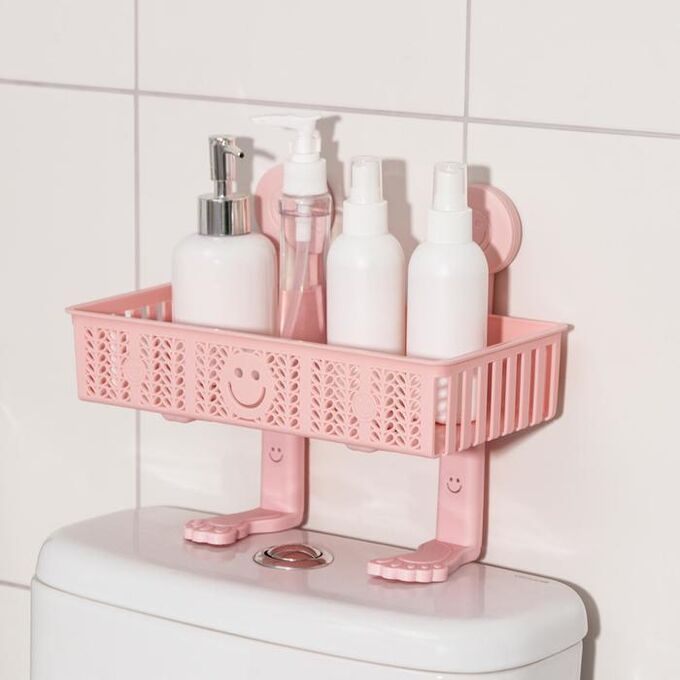 СИМА-ЛЕНД Полка для ванных принадлежностей «Колосок», 28156 см, на присосках, с крючками, цвет МИКС