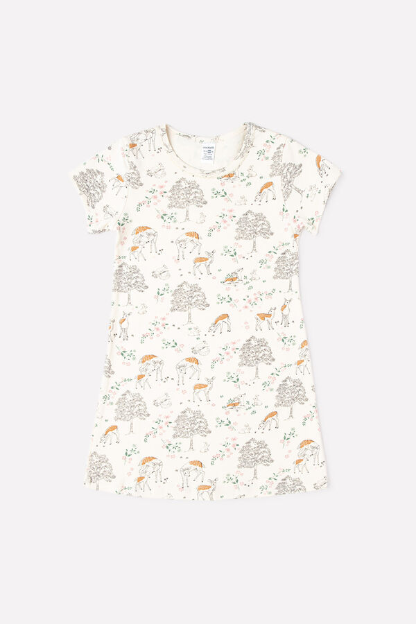 Сорочка для девочки Crockid К 1156 олененок в лесу на сливках