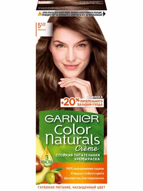 Гарньер , Garnier Стойкая питательная крем- краска для волос &quot;Color Naturals&quot; (Колор Нэчралс) с 3 маслами, оттенок 5.1/2, Мокко, 100 мл