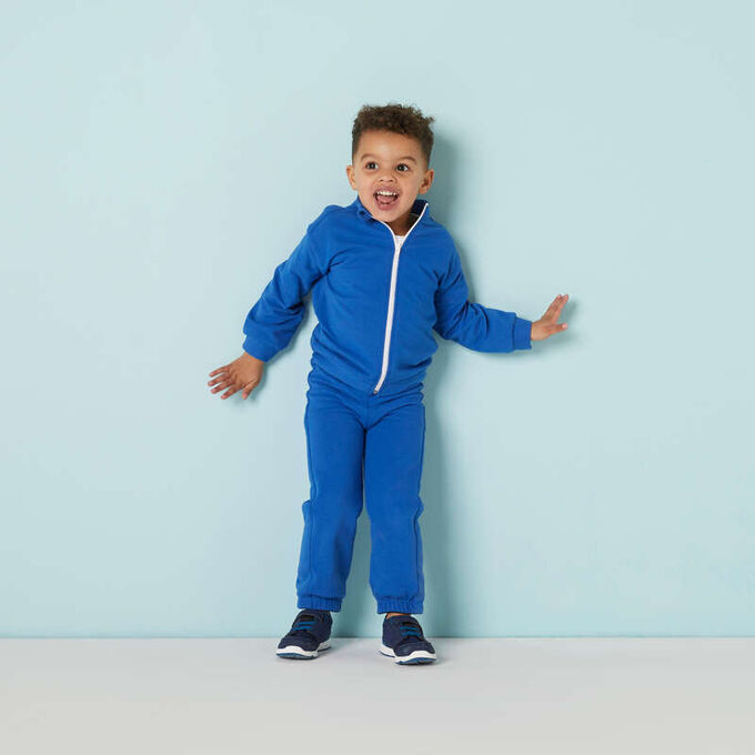 Спортивный костюм утепленный прямого покроя для малышей синий