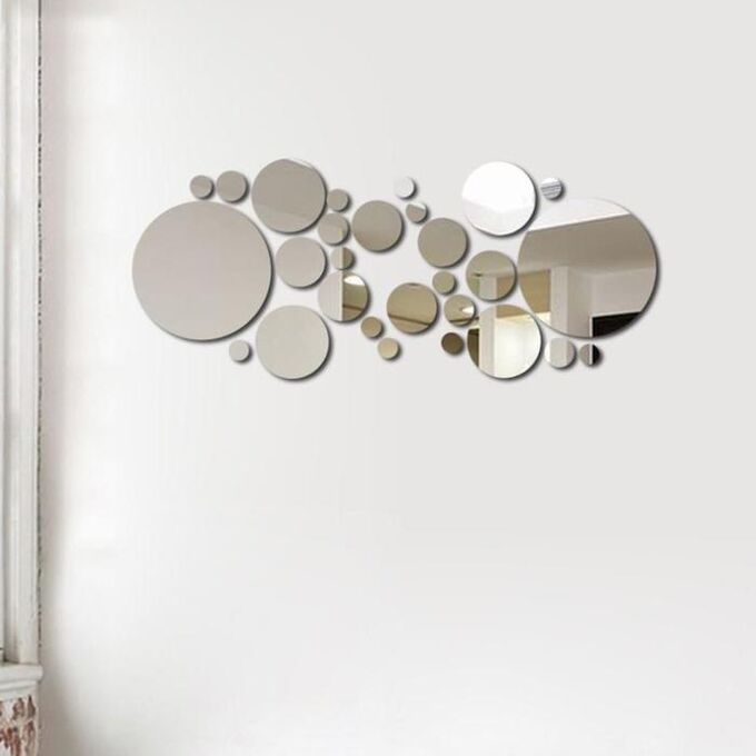 СИМА-ЛЕНД Наклейки интерьерные &quot;Пузырьки&quot;, зеркальные, декор на стену, d от 2 до 15 см, 32 эл