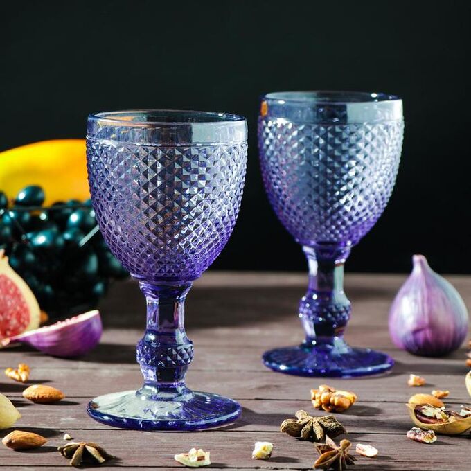 Набор бокалов Magistro «Вилеро», 280 мл, 8*16 см, 2 шт, цвет фиолетовый