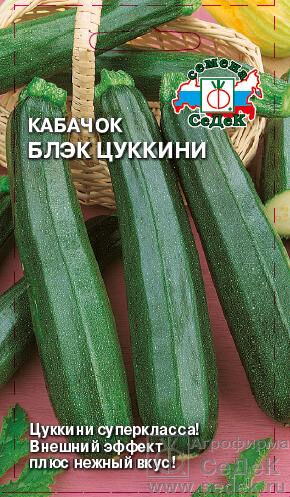 Кабачок Цукини Блэк ультраскороспелый, темно-зеленый, куст 2гр Седек/БП 1/20