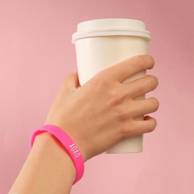 Силиконовый браслет &quot;ХОХО&quot; женский, цвет розовый, 18 см