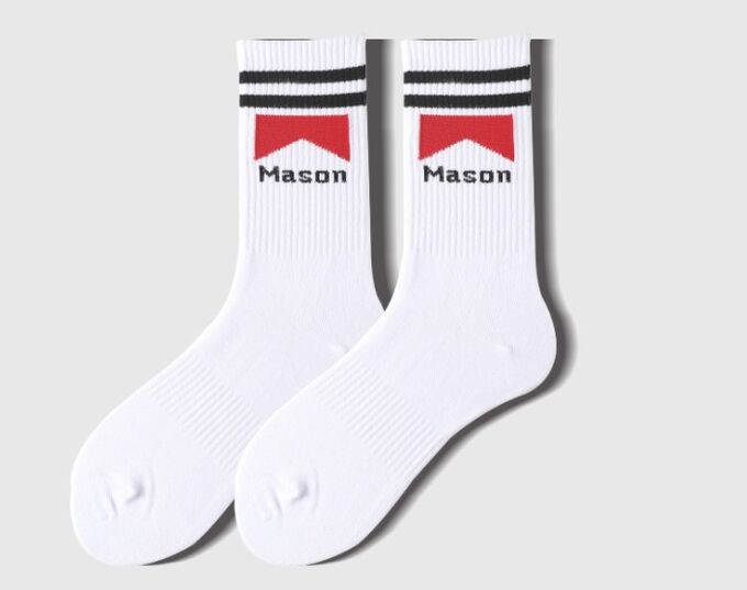 Носки унисекс, надпись &quot;mason&quot;, цвет белый/красный