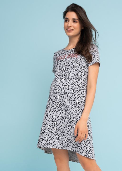 Ночная сорочка &quot;Джейн&quot; для беременных и кормящих; серый леопард