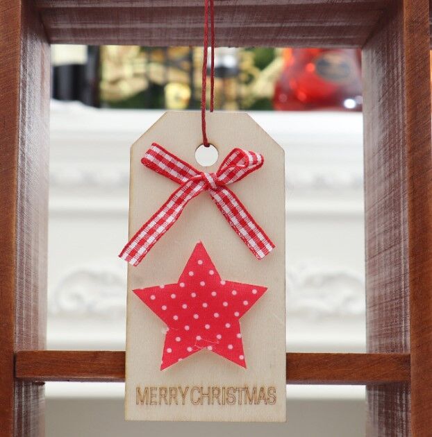 Новогоднее подвесное украшение, Декор &quot;Звезда и бант&quot;, надпись &quot;Merry Christmas&quot;