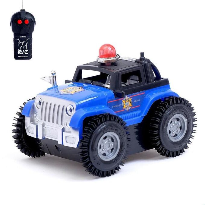 1 TOY Машина перевёртыш радиоуправляемая «Полиция», работает от батареек, цвет синий