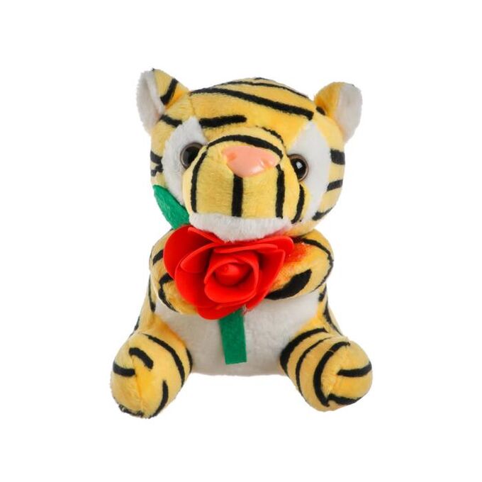 СИМА-ЛЕНД Мягкая игрушка «Тигр с розой», на присоске, цвета МИКС