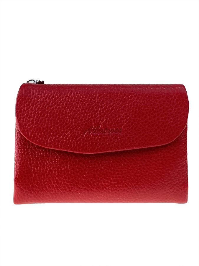 Женский кошелёк из фактурной натуральной кожи, цвет красный