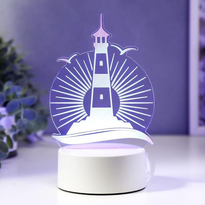Светильник 3D ночник RISALUX «Маяк», LED RGB, от сети, 9.5?11.5?19 см