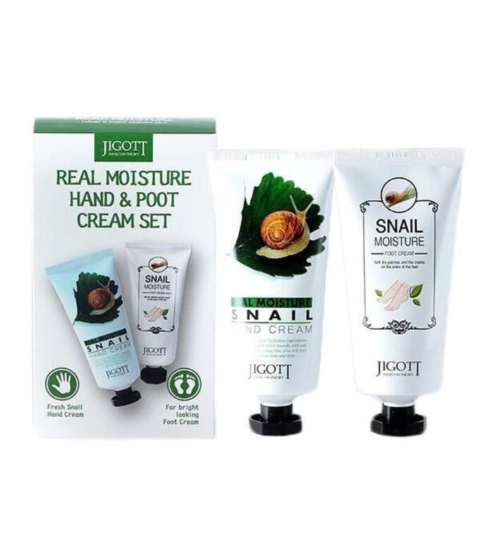 JIGOTT Набор кремов для рук и ног с улиткой Real Moisture Hand and Foot Cream Set