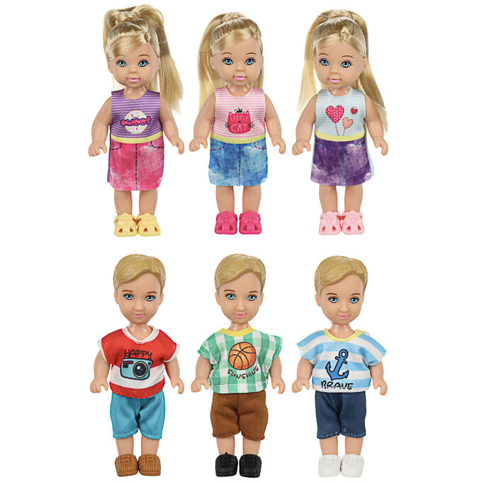 ИГРОЛЕНД Кукла в повседневной одежде, 11,5см, ABS, полиэстер, 7х16х4см, 6 дизайнов