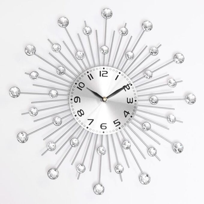Часы настенные, серия: Ажур, &quot;Кристалы&quot;, плавный ход, d=13 см, 35 х 35 см