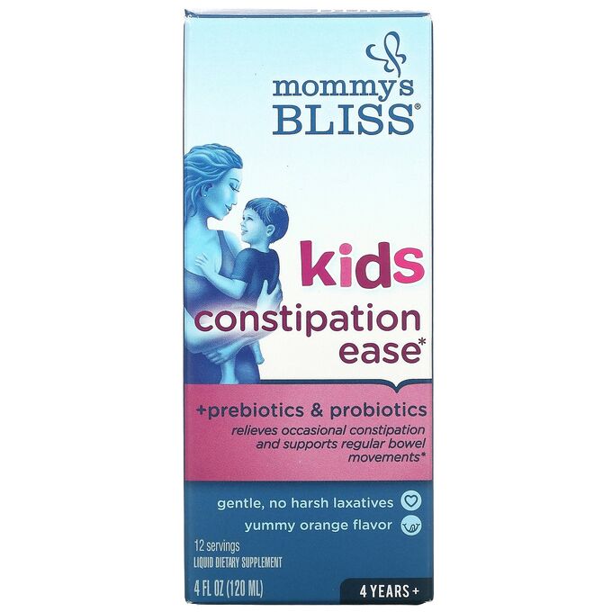 Mommy&#039;s Bliss, Kids Constipation Ease, для нормализации работы ЖКТ у детей, от 4 лет, апельсин, 120 мл (4 жидк. унции)