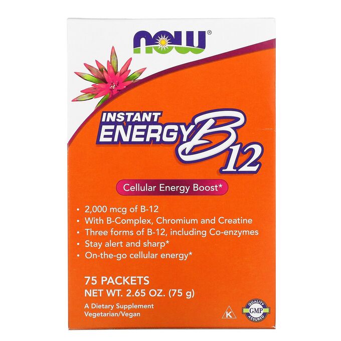 iherb Now Foods, Instant Energy B12, 2,000 mcg, 75 Packets, 2.65 oz (75 g)