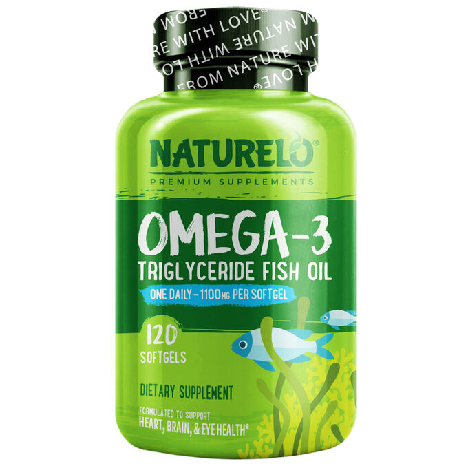 iherb NATURELO, рыбий жир в форме триглицеридов омега-3, 1100 мг, 120 капсул