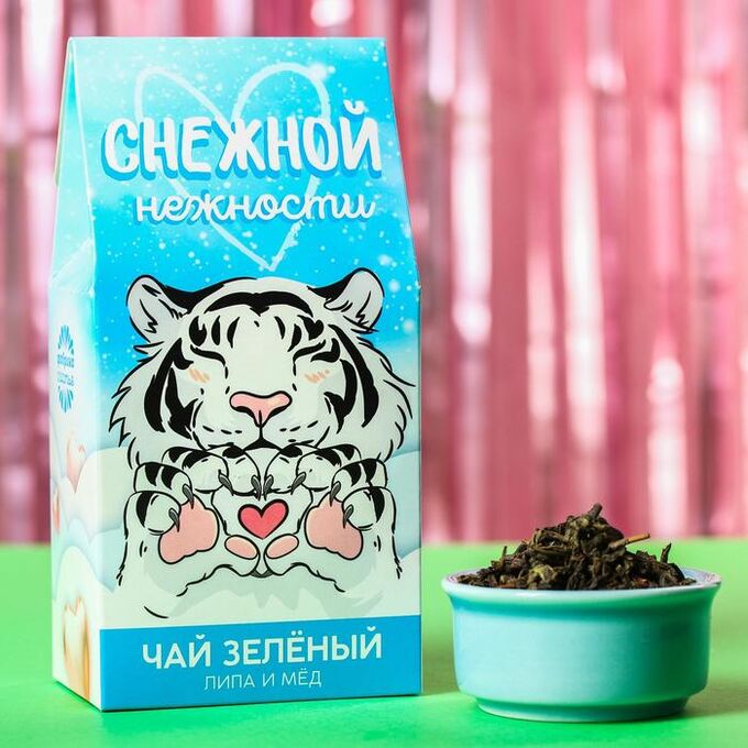Фабрика счастья Чай зелёный «Снежной нежности», вкус: липа и мёд, 50 г.