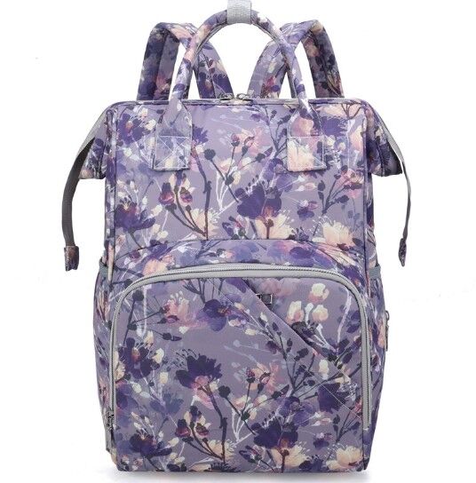 Сумка-рюкзак для мам, принт &quot;Цветы&quot;, цвет фиолетовый