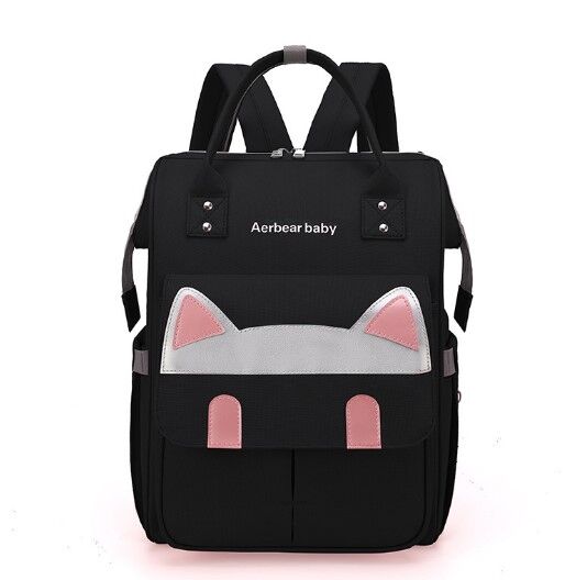 Сумка-рюкзак для мам, принт &quot;Кошачьи ушки&quot;, цвет черный