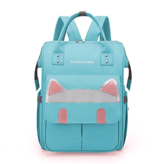 Сумка-рюкзак для мам, принт &quot;Кошачьи ушки&quot;, цвет голубой