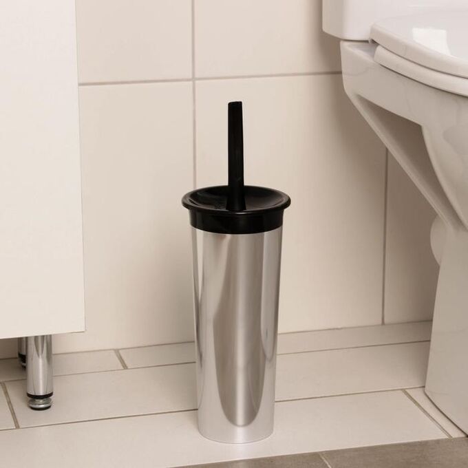 СИМА-ЛЕНД Комплект для туалета Rambai: ёршик с подставкой, 11,5x11,5x28 см, цвет чёрный