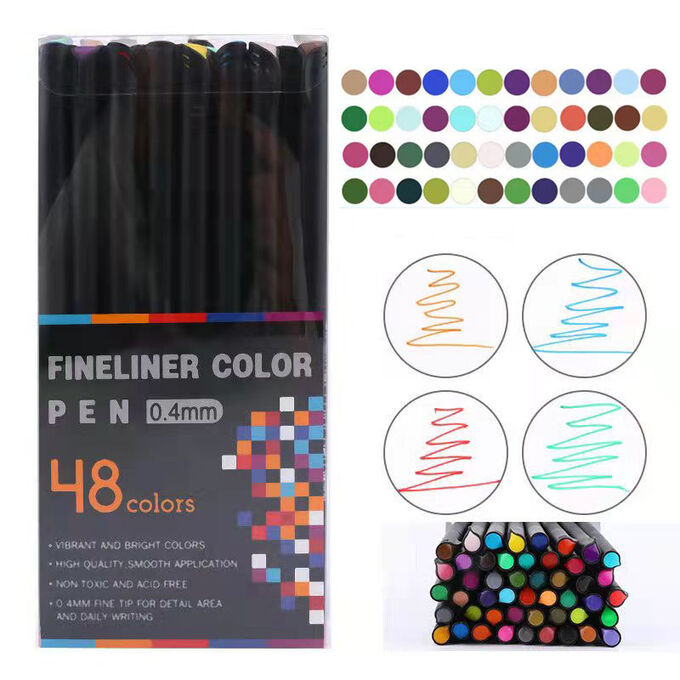 Набор акварельных линеров FINELINER COLOR PEN, 0.4 мм 48 цветов