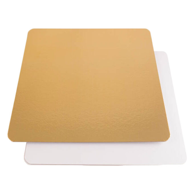 Подложка для торта квадратная Золото/Белая 24 см, толщина 1,5 мм