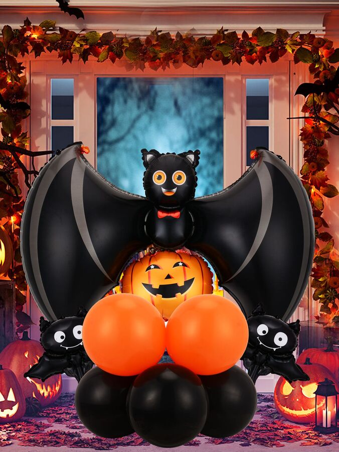 SheIn 11шт Украшение на хэллоуин летучей мыши в форме воздушный шар