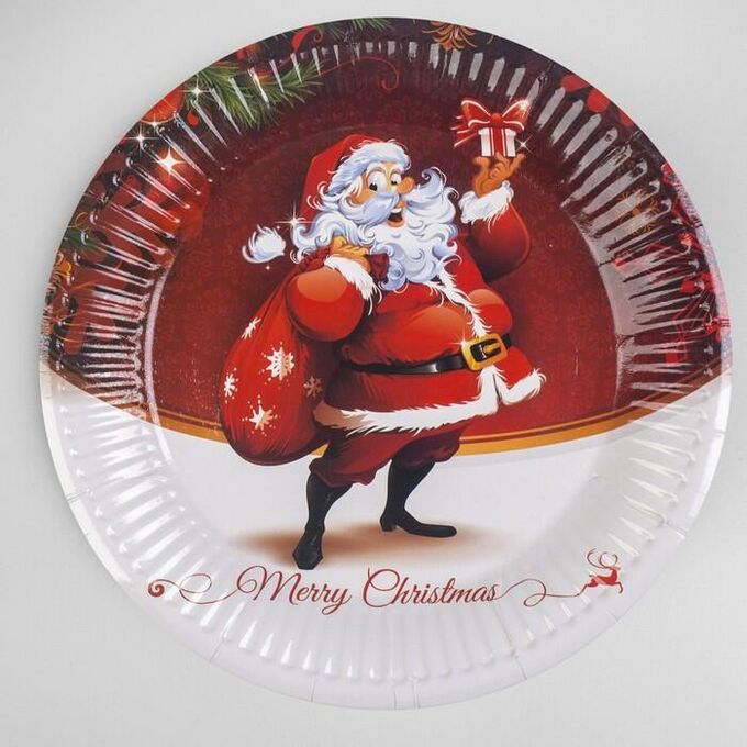Страна карнавалия Тарелка бумажная «Дед Мороз с подарками», набор 6 шт.
