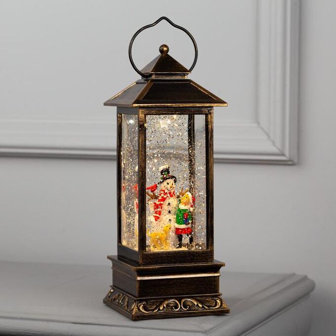 Luazon Lighting Светодиодная фигура «Девочка и снеговик» 10.5x27x10.5 см, пластик, батарейки ААх3 (не в комплекте), USB, свечение тёплое белое
