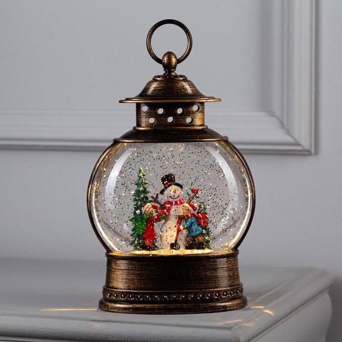 Luazon Lighting Светодиодная фигура «Дети и снеговик» 8x25x4 см, пластик, батарейки ААх3 (не в комплекте), свечение тёплое белое