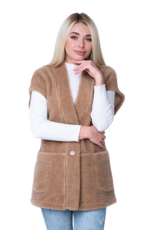 WOOLLAMB Женский жилет WOOL, цвет CAMEL, цвет КОРИЧНЕВЫЙ