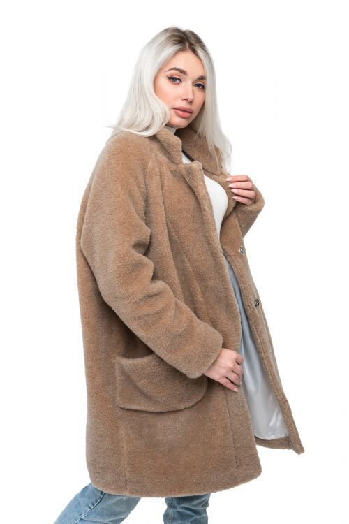 WOOLLAMB Пальто стильное из верблюжьей шерсти THE BARREL, цвет Camel, цвет КОРИЧНЕВЫЙ