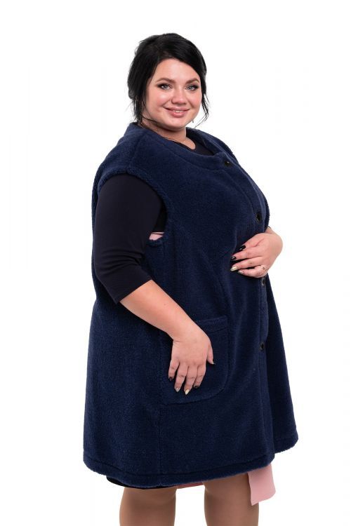 WOOLLAMB Жилет LONG  XXL+ с подкладкой цвет ИНДИГО