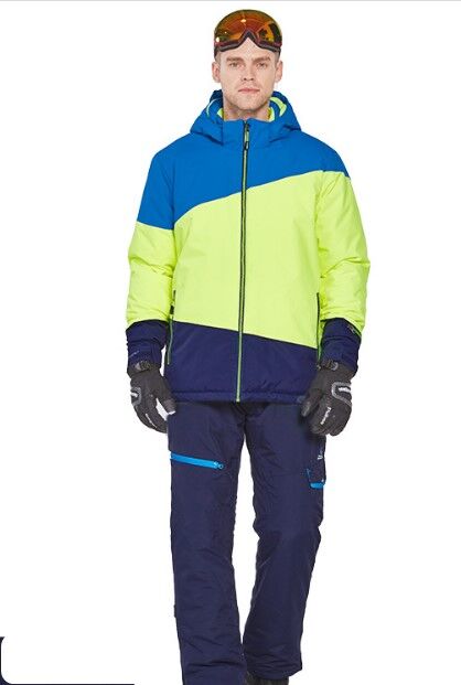 Мужской лыжный костюм (Куртка, цвет синий/желто-зеленый/темно-синий; темно-синие штаны)