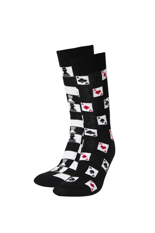 DEFACTO Комплект мужских носков Funny Socks с шахматами и картами2 пары