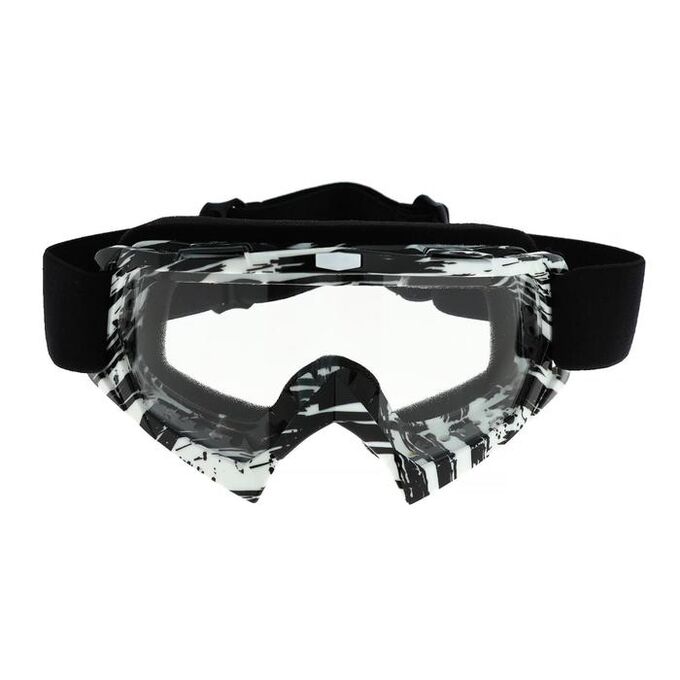 СИМА-ЛЕНД Очки-маска для езды на мототехнике, стекло прозрачное, цвет белый-черный, ОМ-20