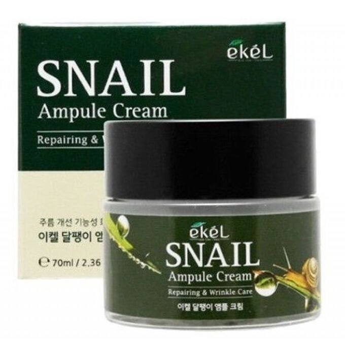 Ekel cosmetics Ekel Антивозрастной ампульный крем для лица  с экстрактом улитки  Snail Ampule Cream Repairing &amp; wrinkle care
